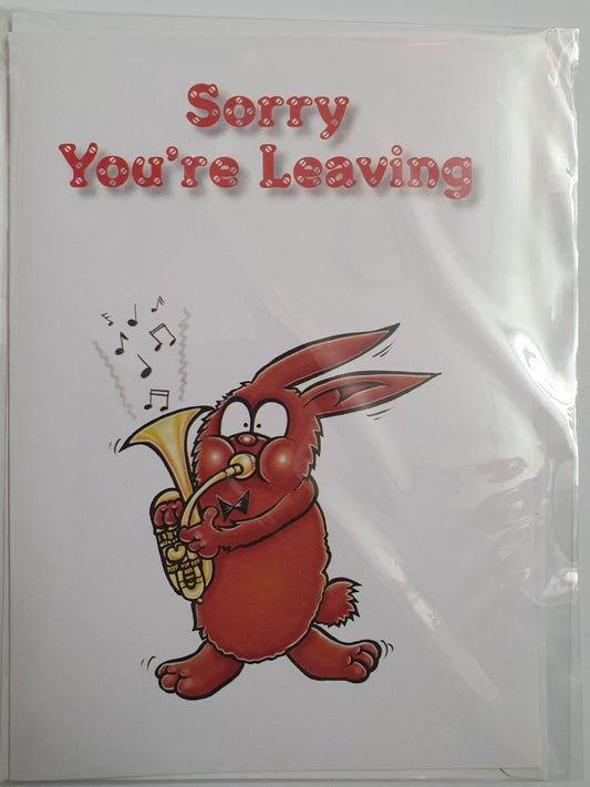 Sorry You're Leaving - Greeting Card - Rabbit with Tenor Horn