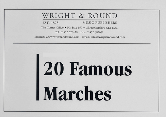20 Famous Marches - A4 Large Print - Bb Bass (Treble Clef)