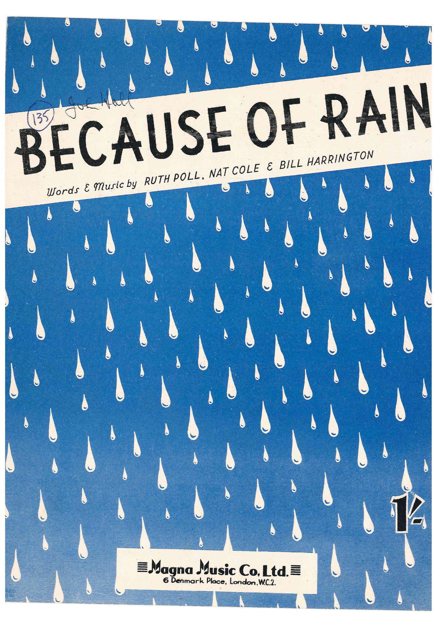 Because of Rain - Single Sheet Preloved Music